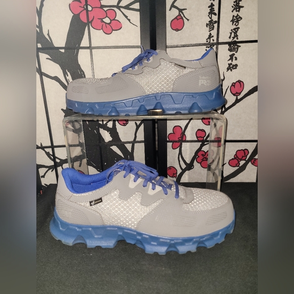Timberland Pro Steal Toe Gray and Blue Work Shoes - Picture 1 of 8